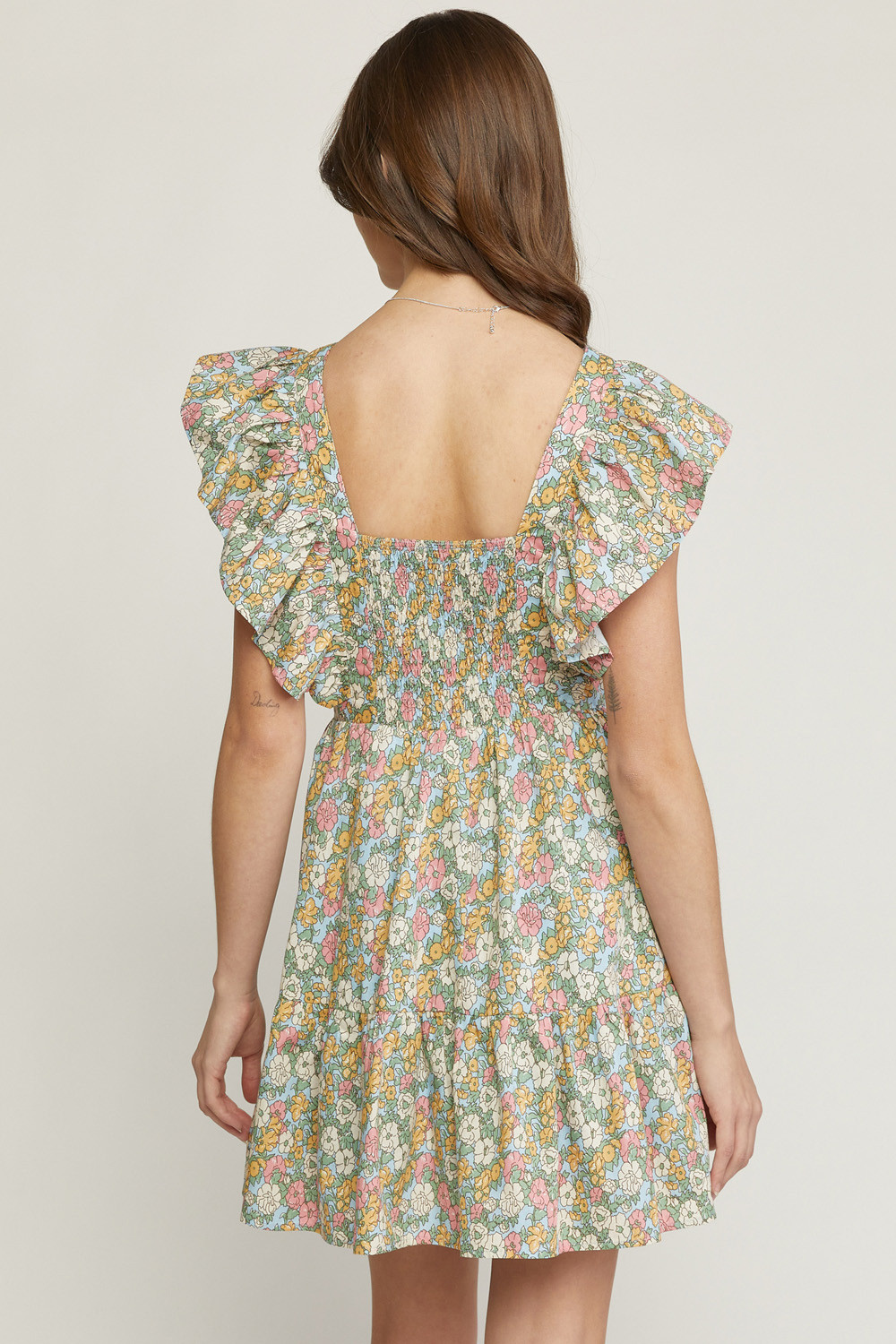 Entro USA Butterfly Sleeve Floral Mini Dress