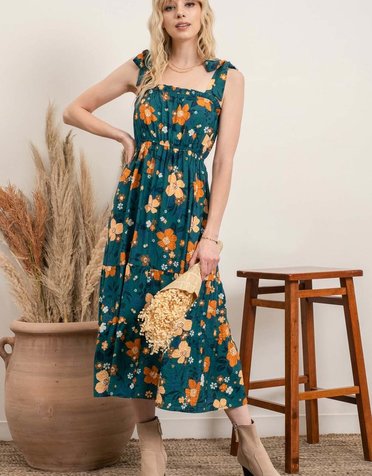 Tiered Floral Midi Dress
