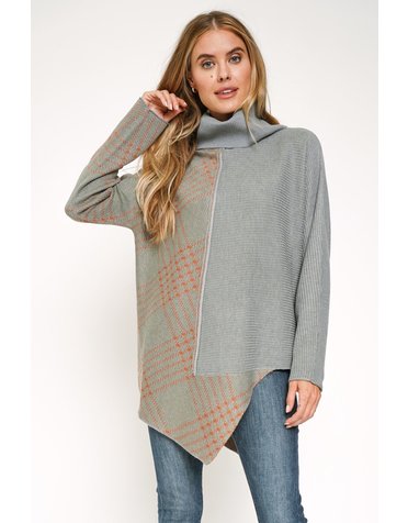 Mystree Checker Block Sweater Tunic