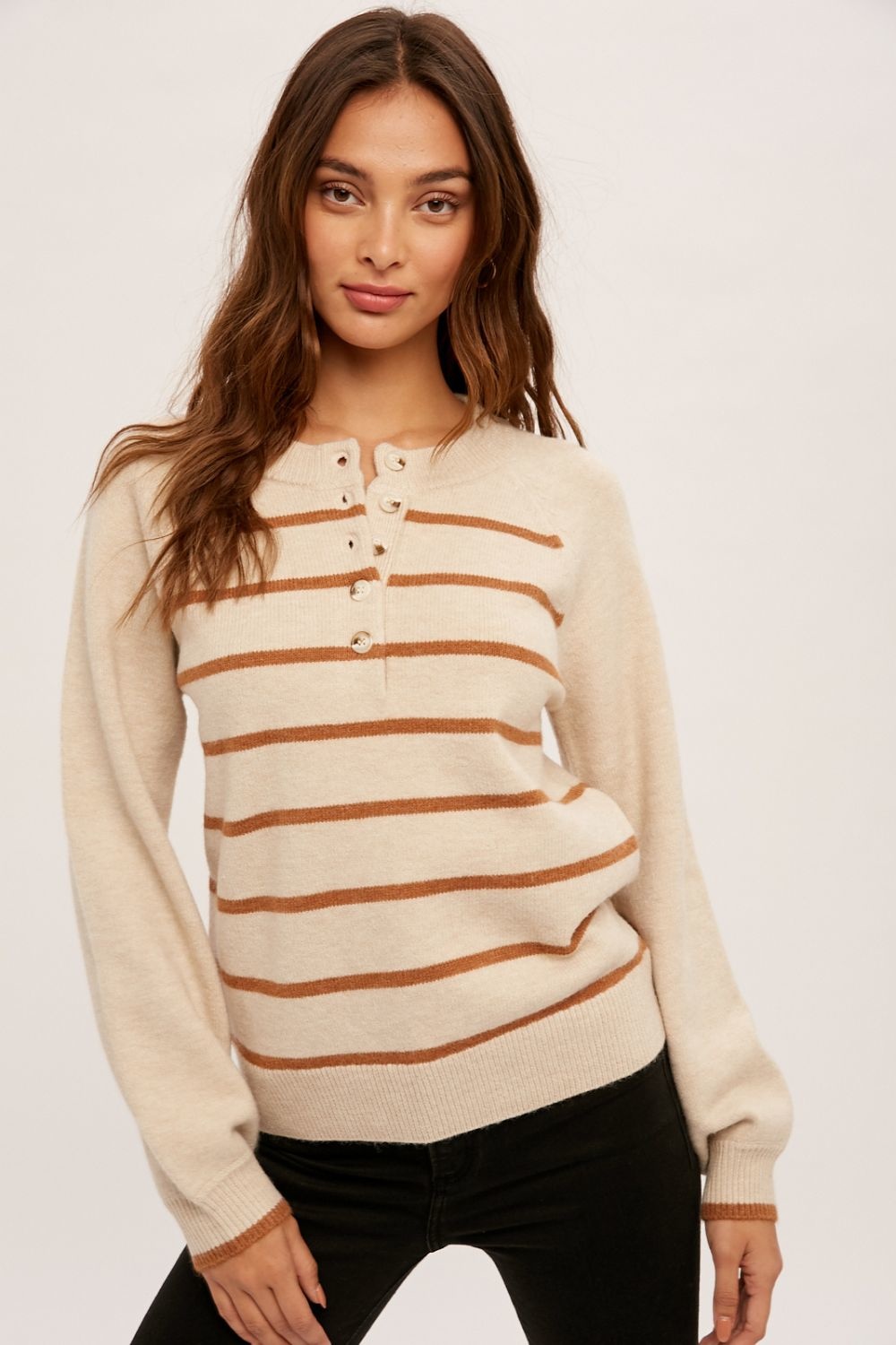 Hem & Thread Stripe Henley Sweater