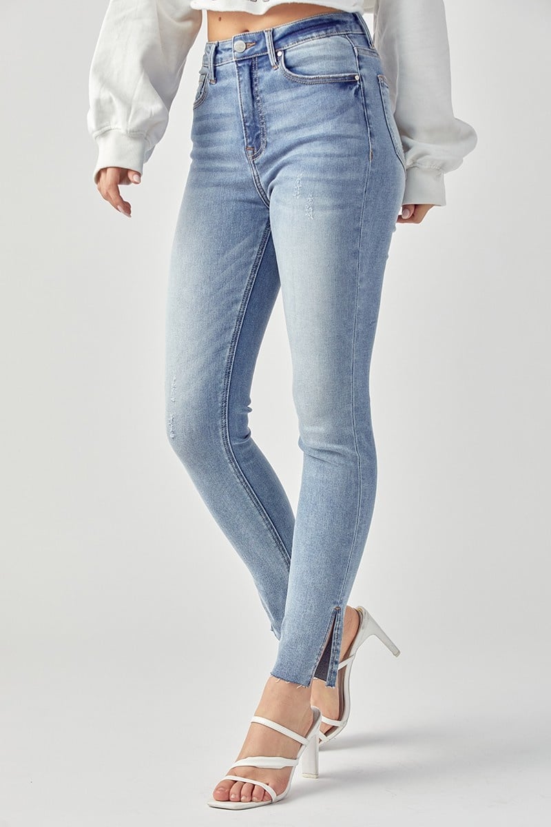 Risen Jeans High Rise Relaxed Fit Skinny w/Slit