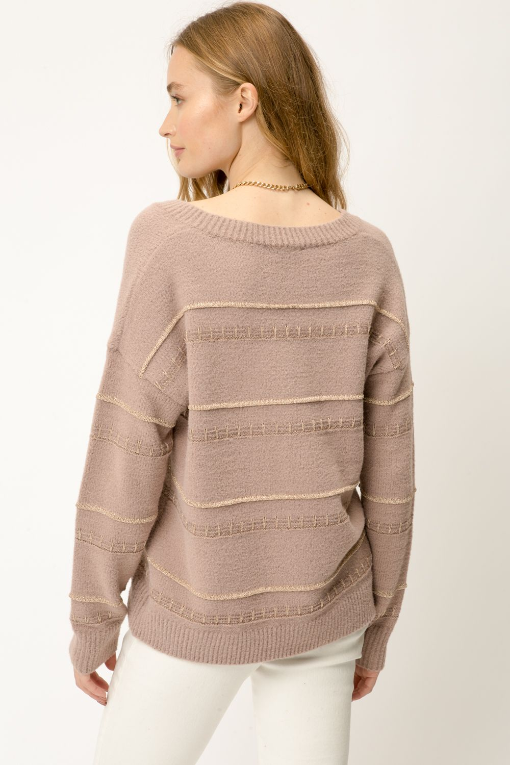 Mystree Lurex Stripe Pullover Sweater