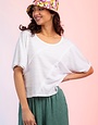 Half Sleeve Textured Knit Lapped Seam Top