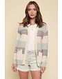 Mystree Multi Stripe Open Sweater Cardigan