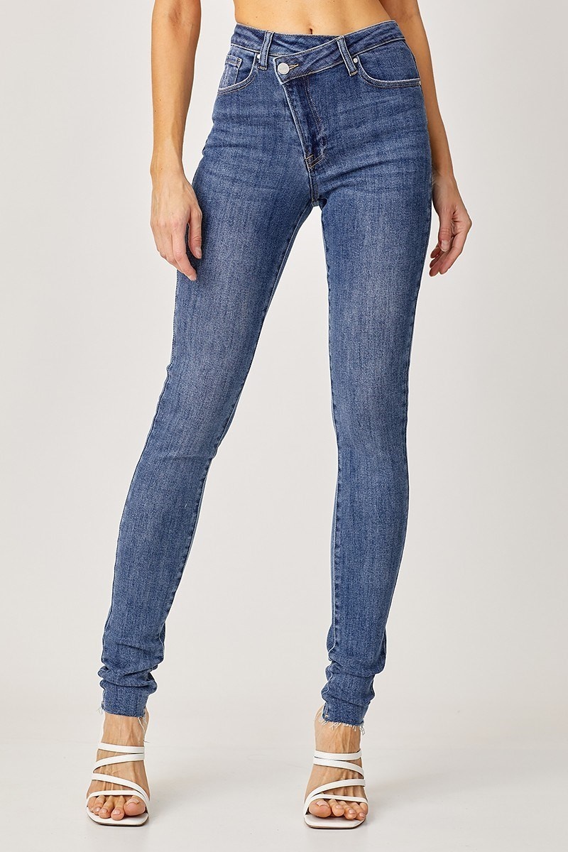 Risen Jeans High-Rise Long Inseam Crossover Skinny