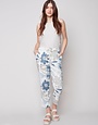 Printed Linen Pull On Pant