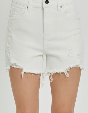 High Rise Distressed Detail Shorts