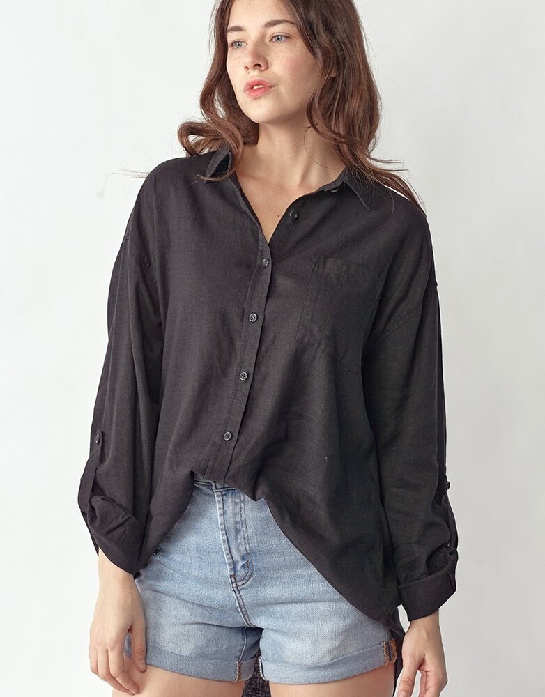 Relaxed Fit Button Down Linen Shirt