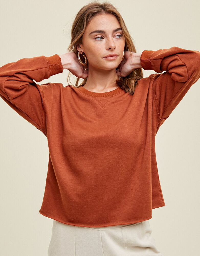 French Terry Knit Top Raw Edge