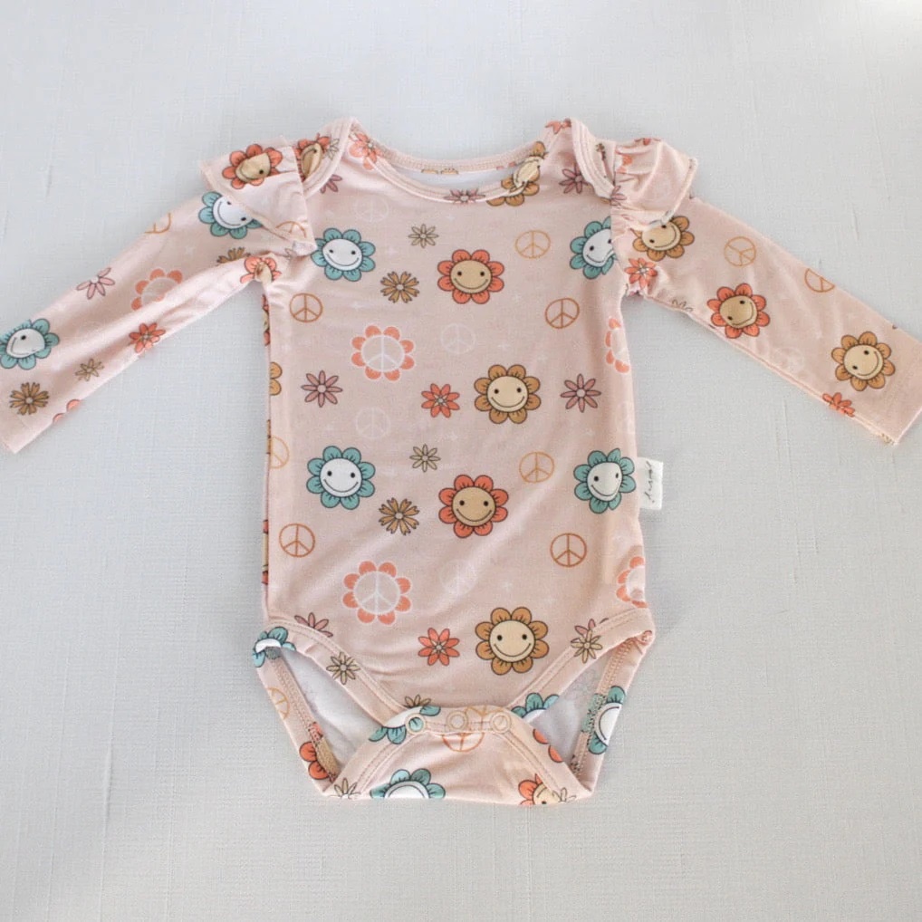 Bamboo LS Ruffle Onesie Schroeder's Gifts
