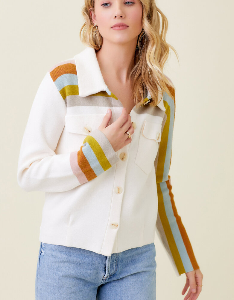 Multi Stripe Detail Sweater Jacket