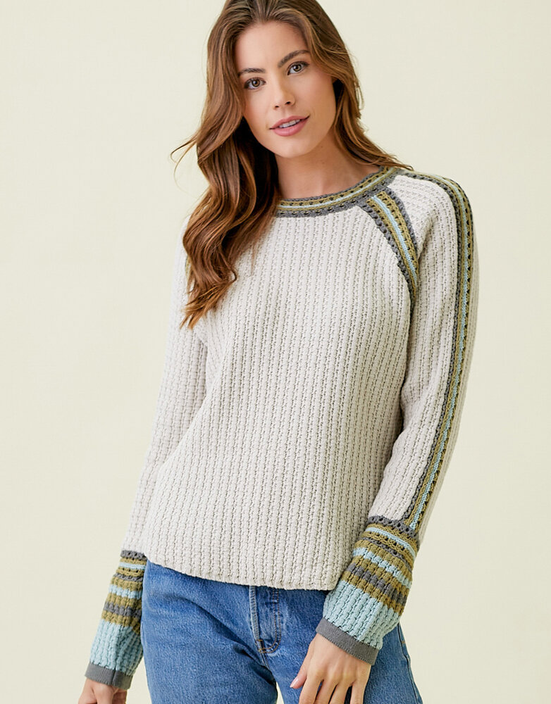 Raglan Sleeve Trim Sweater Top