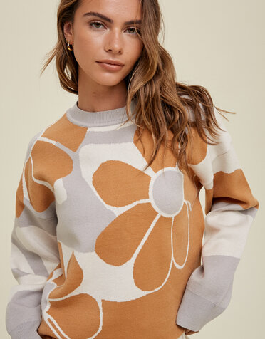 Retro Floral Sweater
