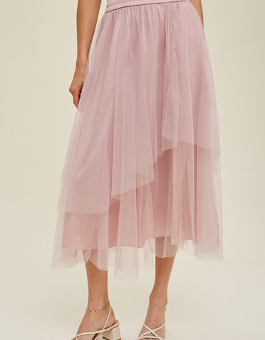 Double Layered Tulle Midi Skirt