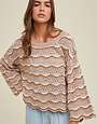 Wavy Detail Crochet Sweater