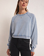 Crop Out Knit Denim Sweatshirt