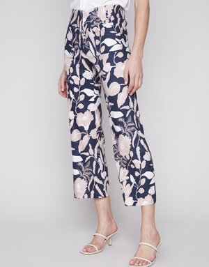 Printed Cropped Linen Pant