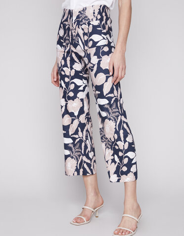 Printed Cropped Linen Pant