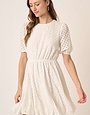 Eyelet Godet Detail Mini Dress