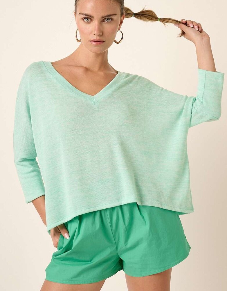 Slub Hacci V Neck Knit Top