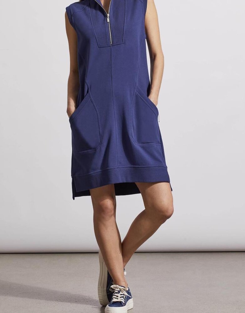 Cap Slv Mock Neck Dress w/Zipper