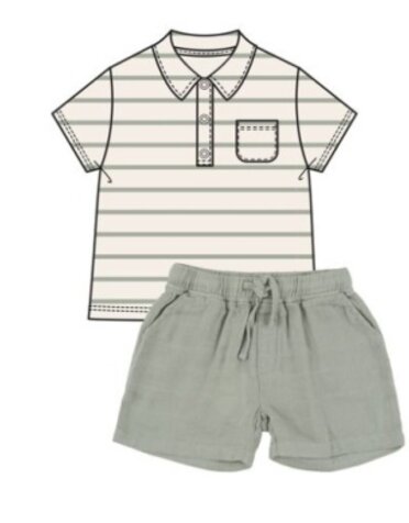 Muslin Short & Polo Set