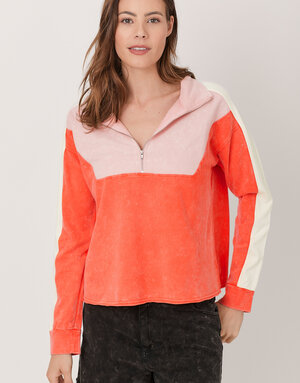 Color Blocked Terry Half Zip