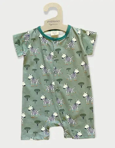 Viverano Organics Skater Zebra Short Romper