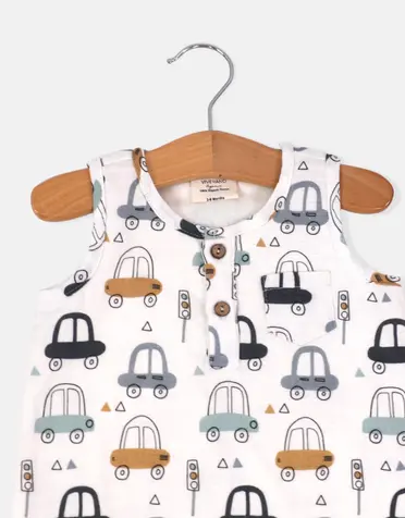 Viverano Organics Cars Henley Slvls Romper