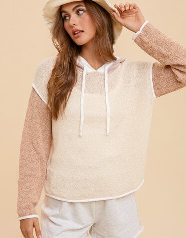 Contrast Detailed Sweater Hoodie