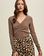 Front Ruched Ribbed Knit Top