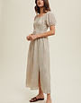 Striped Maxi Dress w/Front Slit
