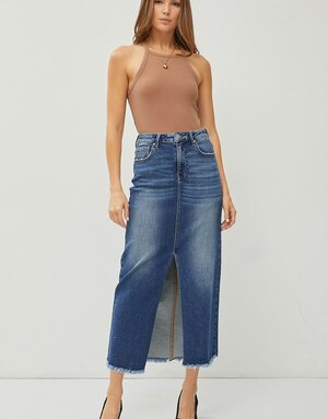 Front Slit Long Skirt