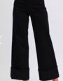 High Waist Retro Cuff Wide Leg