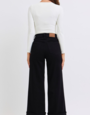High Waist Retro Cuff Wide Leg