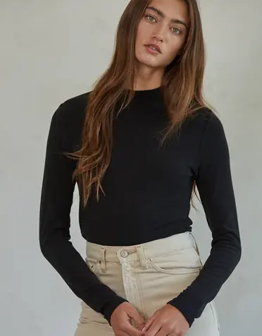 Knit Mock Neck LS Pullover