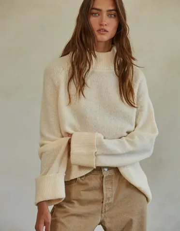 Knit High Neck Raglan LS Sweater