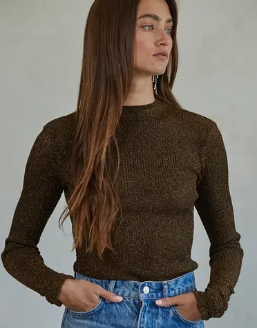 Knit Lurex Cotton Ribbed Bodysuit