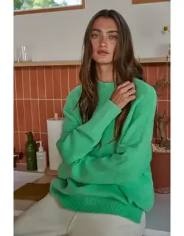 Knit LS High Neck Chunky Oversized Sweater