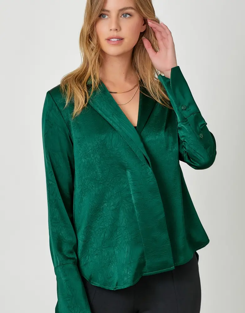 French Cuff Hidden Button Blouse