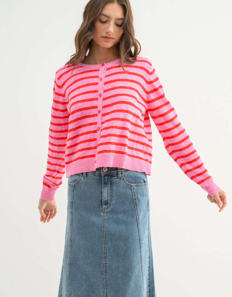 Striped Button Up Cardigan