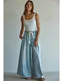 Denim Drawstring Waist Band Wide Leg