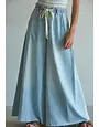 Denim Drawstring Waist Band Wide Leg