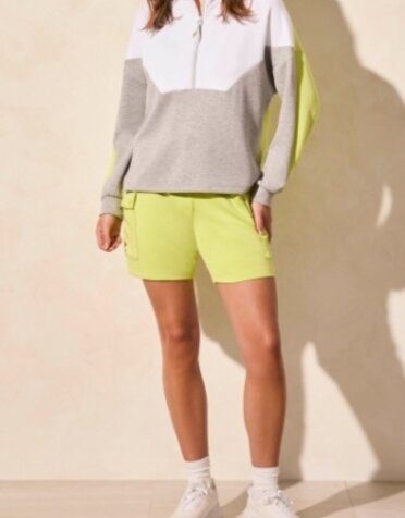 LS Color Block Mock Neck Top