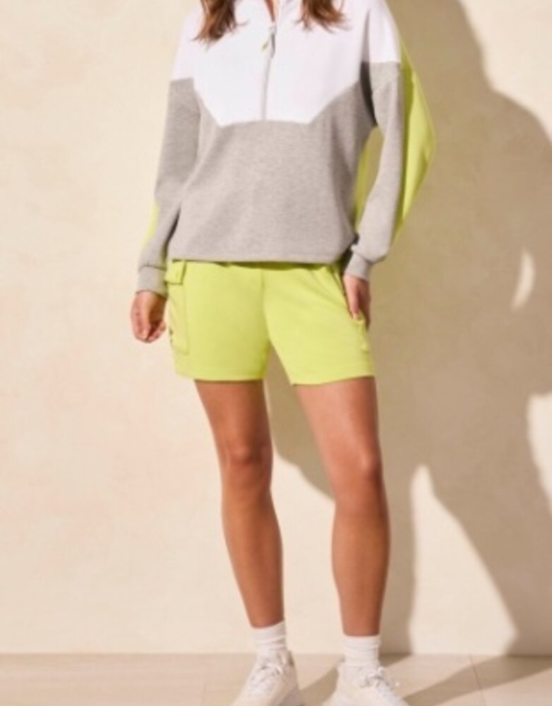 LS Color Block Mock Neck Top