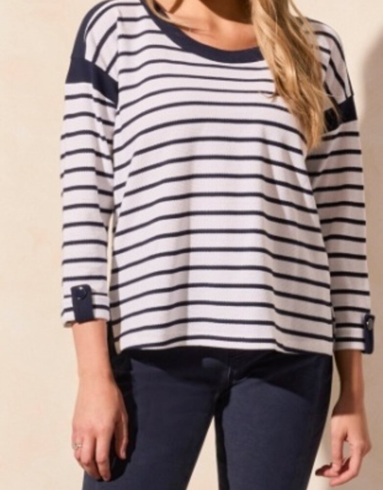 3/4 Slv Boat Neck Top
