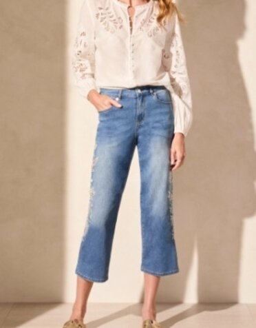 Audrey Girlfriend Crop Emb Jeans