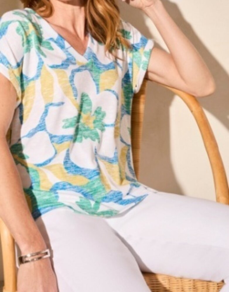 Cap Slv Vneck Top w/Ladder
