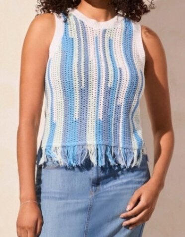 Crew Neck Fringe Hem Sweater Cami