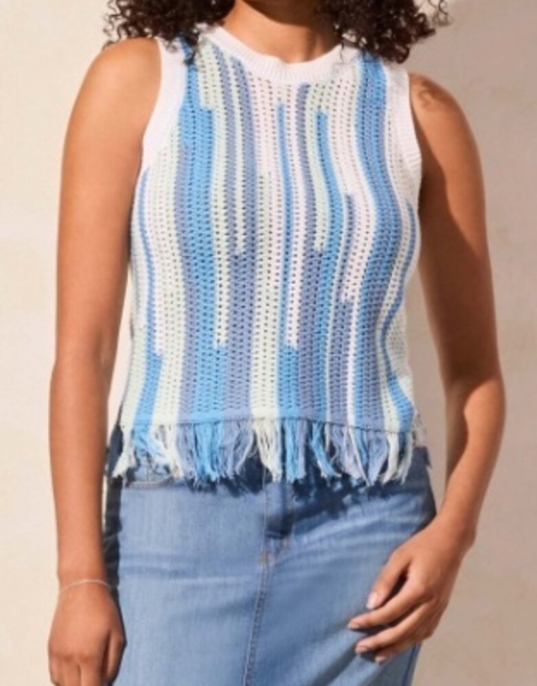 Crew Neck Fringe Hem Sweater Cami